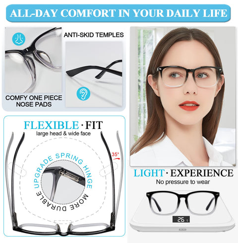 MARE AZZURO Bifocal Reading Glasses Women Blue Light Blocking Readers Large Outdoor reader 1.0 1.5 2.0 2.5 3.0 3.5