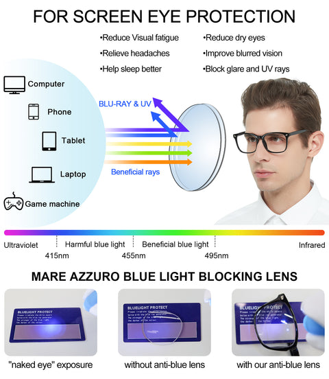 MARE AZZURO Trendy Bifocal Reading Glasses Men Blue Light Blocking Outdoor Readers 1.0 to 3.5