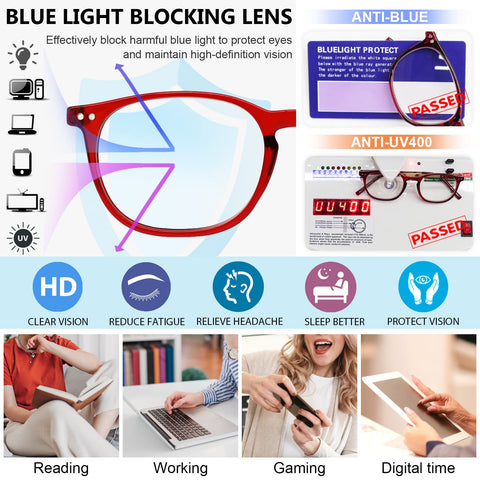 MARE AZZURO Blue Light Blocking Reading Glasses Women Cute Round Readers 1.0 1.25 1.5 1.75 2.0 2.25 2.5 2.75 3.0 3.5 4.0