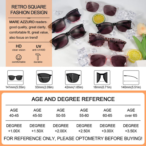 MARE AZZURO Outdoor Reading Sunglasses Women Readers Sunglasses 1.0 1.25 1.5 1.75 2.0 2.25 2.5 2.75 3.0 3.5 4.0