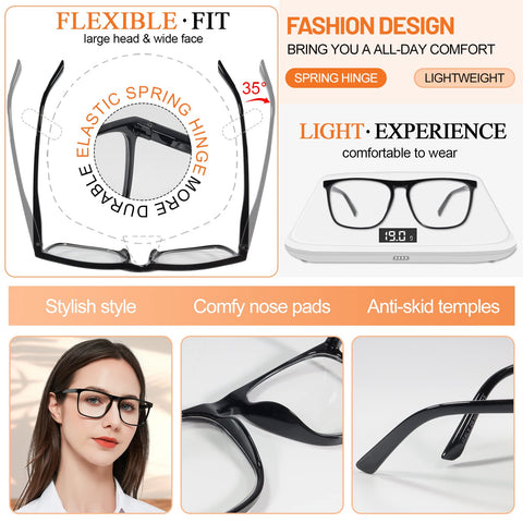 MARE AZZURO Oversized Reading Glasses Women Lightweight Large Readers