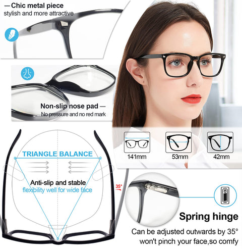 MARE AZZURO Photochromic Reading Glasses Women Blue Light Blocking Square Readers 1.0 to 4.0