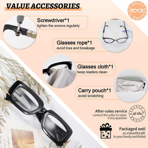 MARE AZZURO Wide Reading Glasses Women Designer Large Readers 1.0 1.25 1.5 1.75 2.0 2.25 2.5 2.75 3.0 3.5