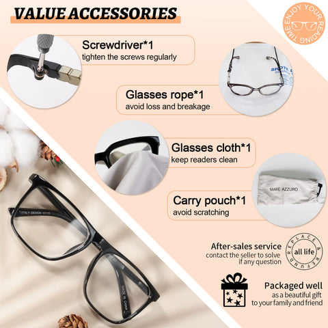 MARE AZZURO Oversized Reading Glasses Women Lightweight Large Readers