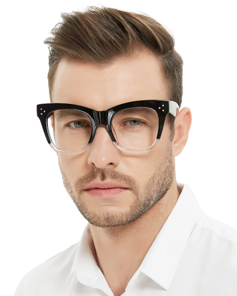 MARE AZZURO Oversized Reading Glasses Men Fashion Thick Readers 1.0 to 4.0