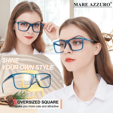 MARE AZZURO Oversized Reading Glasses Women Large Head Readers 1.0 1.25 1.5 1.75 2.0 2.25 2.5 2.75 3.0 3.5 4.0 5.0 6.0