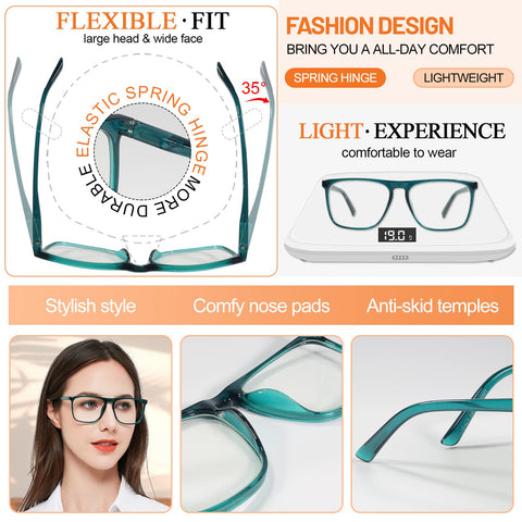 MARE AZZURO Oversized Reading Glasses Women Lightweight Large Readers