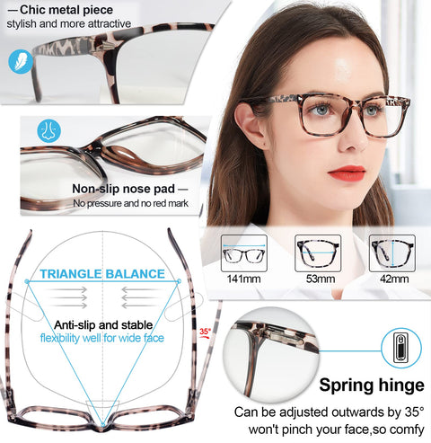 MARE AZZURO Photochromic Reading Glasses Women Blue Light Blocking Square Readers 1.0 to 4.0