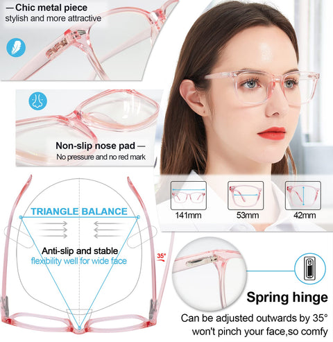 MARE AZZURO Photochromic Reading Glasses Women Blue Light Blocking Square Readers 1.0 to 4.0