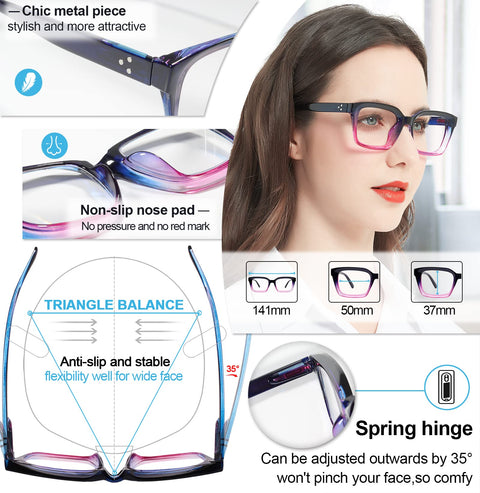 MARE AZZURO Photochromic Reading Glasses Women Blue Light Blocking Oversized Readers 1.0 to 4.0