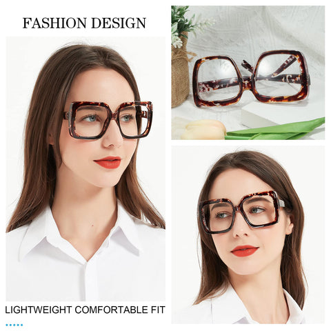 MARE AZZURO Oversized Reading Glasses Women Trendy Square Readers 1.0 1.25 1.5 1.75 2.0 2.25 2.5 2.75 3.0 3.5 4.0 5.0 6.0