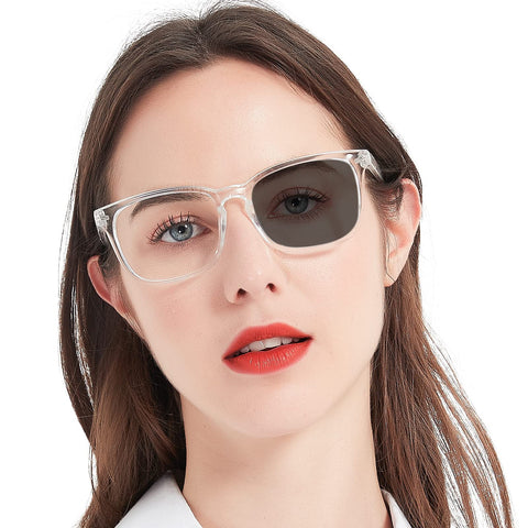 MARE AZZURO Photochromic Reading Glasses Women Blue Light Blocking Square Readers 1.0 to 4.0