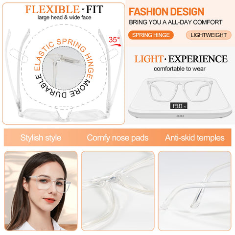 MARE AZZURO Oversized Reading Glasses Women Lightweight Large Readers