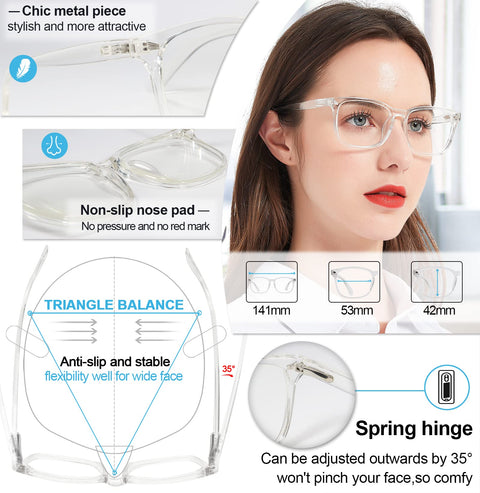 MARE AZZURO Photochromic Reading Glasses Women Blue Light Blocking Square Readers 1.0 to 4.0