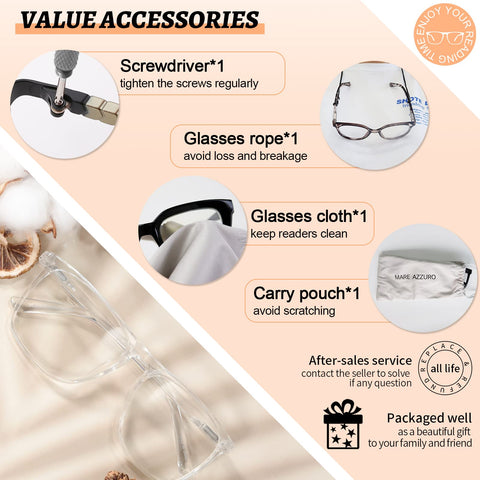 MARE AZZURO Oversized Reading Glasses Women Lightweight Large Readers