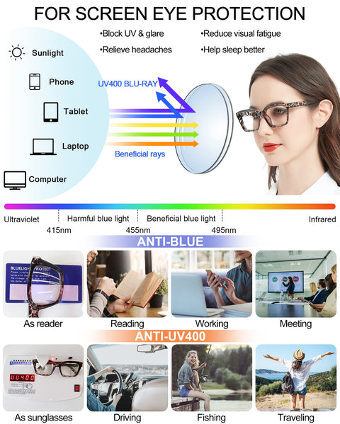 MARE AZZURO New Photochromic Bifocal Reading Glasses Women Blue Light Blocking Oversized Sun Readers
