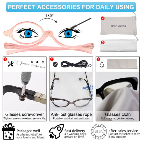 MARE AZZURO Eye Makeup Reading Glasses Women Folding Cosmetic Readers 1.0 to 6.0