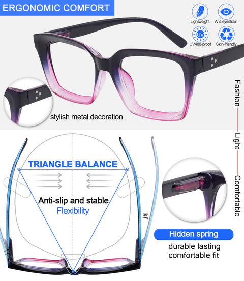 MARE AZZURO Blue Light Blocking Reading Glasses Women Oversize Reading Glasses