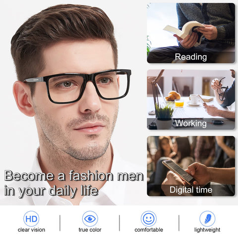 MARE AZZURO Oversized Square Reading Glasses Men Big Readers