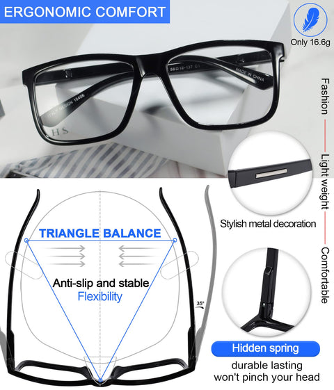 MARE AZZURO Oversized Square Reading Glasses Men Big Readers