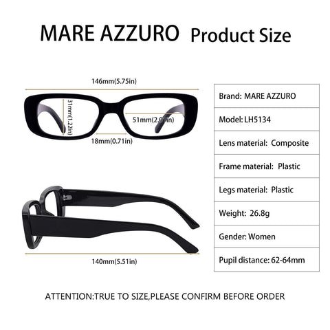 MARE AZZURO Stylish Reading Glasses Women 0 1.0 1.5 2.0 2.5 3.0 3.5 Unique Readers