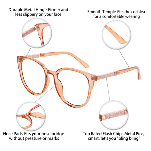 MARE AZZURO Large Bling Reading Glasses Women Trendy Round Readers 0.0 to 6.0
