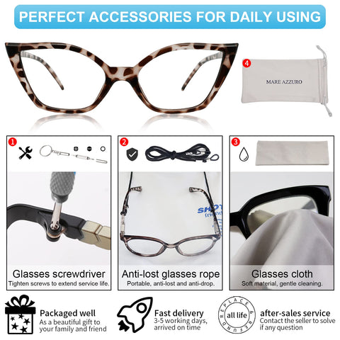 Cat Eye Reading Glasses For Women Retro Cute Readers MARE AZZURO  0 1.0 1.25 1.5 1.75 2.0 2.25 2.5 2.75 3.0 3.5 4.0 5.0 6.0