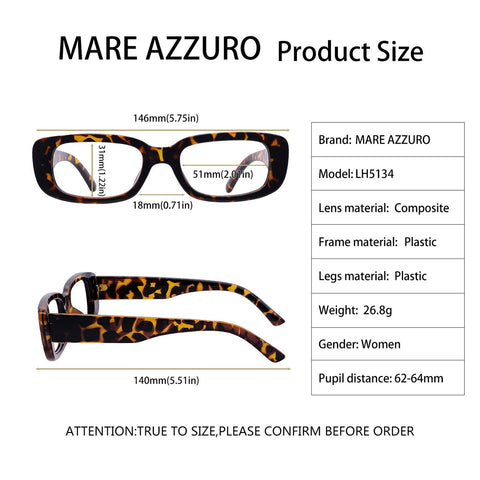MARE AZZURO Stylish Reading Glasses Women 0 1.0 1.5 2.0 2.5 3.0 3.5 Unique Readers