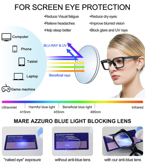 MARE AZZURO Blue Light Blocking Reading Glasses Women Oversize Reading Glasses