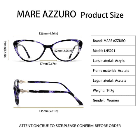 MARE AZZURO Progressive Computer Reading Glasses Women Multifocus Readers