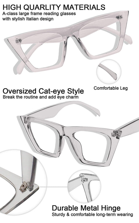 MARE AZZURO Oversized Reading Glasses For Women Cat Eye Readers  Fashionable