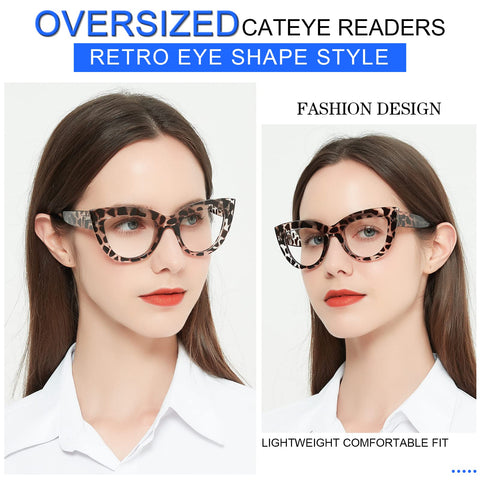 MARE AZZURO Retro Cat Eye Reading Glasses Women Large Frame Readers (1.0-6.0)