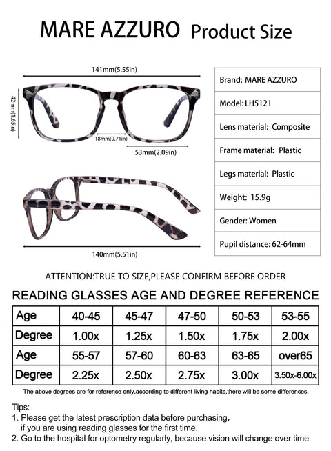 MARE AZZURO Blue Blocking Reading Glasses Women Computer Readers 0 1.0 1.25 to 6