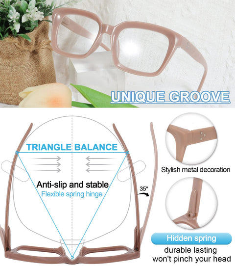 MARE AZZURO Oversized Reading Glasses For Women Stylish Readers Black Blue Coffee