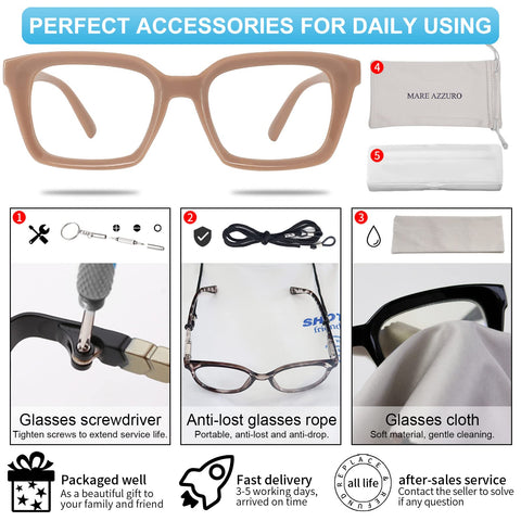 MARE AZZURO Oversized Reading Glasses For Women Stylish Readers Black Blue Coffee