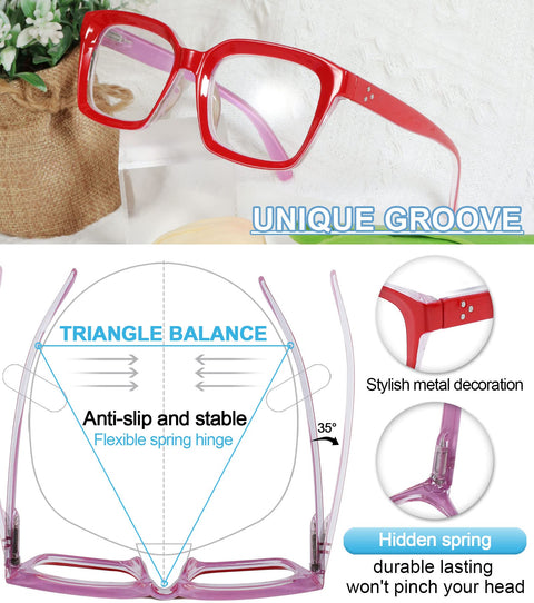 MARE AZZURO Oversized Reading Glasses For Women Stylish Readers Black Blue Coffee