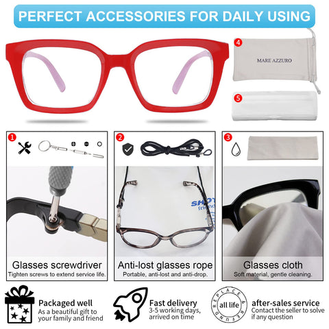 MARE AZZURO Oversized Reading Glasses For Women Stylish Readers Black Blue Coffee