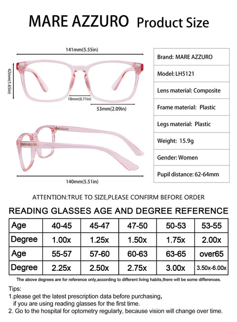 MARE AZZURO Blue Blocking Reading Glasses Women Computer Readers 0 1.0 1.25 to 6