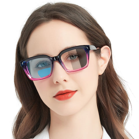 MARE AZZURO New Photochromic Bifocal Reading Glasses Women Blue Light Blocking Oversized Sun Readers
