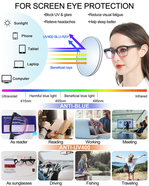 MARE AZZURO New Photochromic Bifocal Reading Glasses Women Blue Light Blocking Oversized Sun Readers