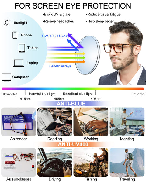 MARE AZZURO Photochromic Bifocal Reading Glasses Men Blue Light Blocking Readers Sunglasses 1.0 1.5 2.0 2.5 3.0 3.5 4.0