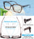 MARE AZZURO Retro Square Reading Glasses Men Large Readers 1.0 to 6.0