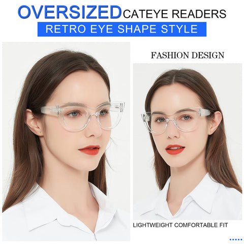 MARE AZZURO Retro Cat Eye Reading Glasses Women Large Frame Readers (1.0-6.0)