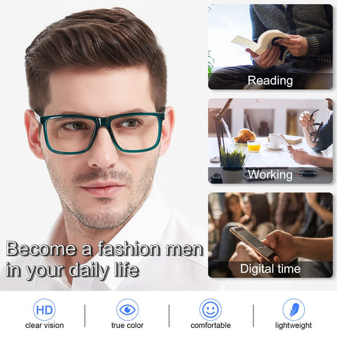 MARE AZZURO Oversized Square Reading Glasses Men Big Readers